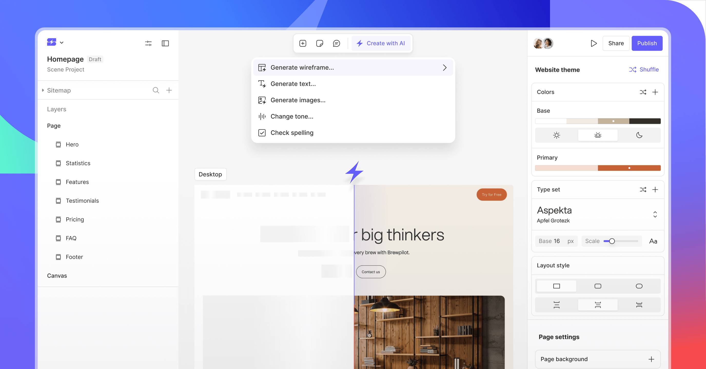 Prompt-based site generation